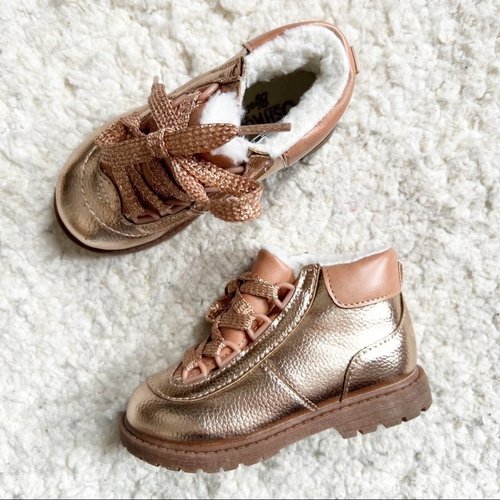 OSHKOSH: Kids Rose Gold Faux Sherpa Lined Boots Sz 7